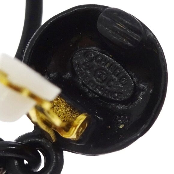 Chanel Gold Black Hoop Dangle Perfume Bottle Earrings Clip-On 94C 116276 - Picture 4 of 8